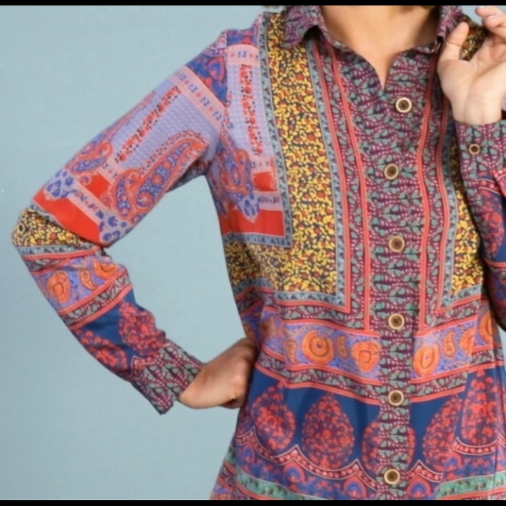 Anthropologie Casablanca 100% silk shirt dress Size 18w
